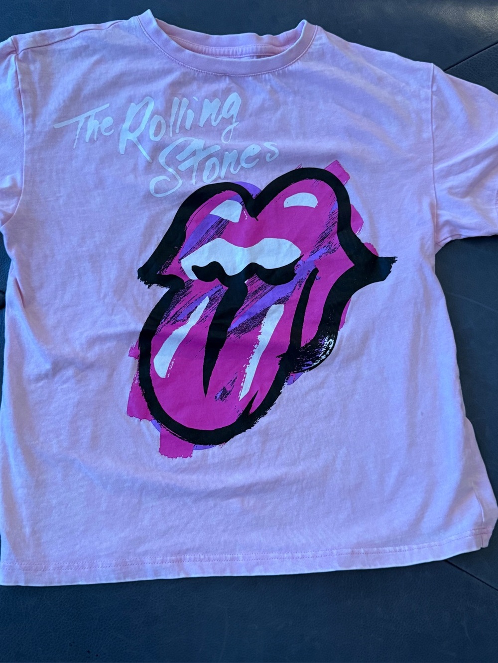 The Rolling Stones Pink Graphic Kids Tee-  Large kid small adult